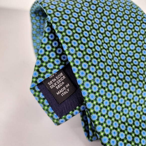 ERMENEGILDO ZEGNA Blue & Green Silk Tie. - Picture 6 of 9